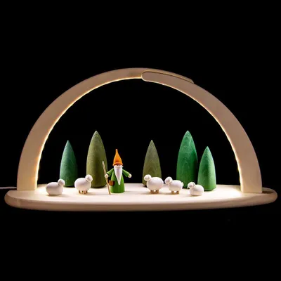 Obrázok produktu pre Sviečkový oblúk pastierskych škriatkov s ovečkami a LED osvetlením ŠxVxH 42x21x13cm NOVINKA