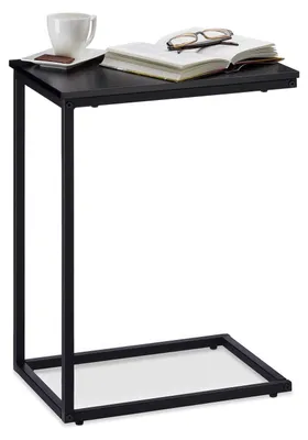 Produktbild von TRANKIELO® – U-förmiger Beistelltisch mit Metallgestell und Melamin-Tischplatte – 61 cm hoch, schwarz, platzsparend und vielseitig