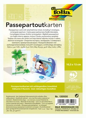 Passepartoutkarten 10,5x15 cm, 5 Stück mit Umschlägen, weiß