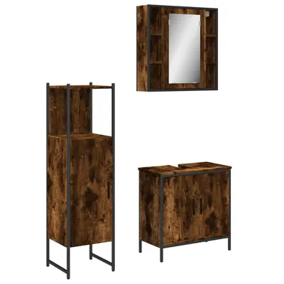 Produktbild von 3-tlg. Badmöbel-Set Räuchereiche Holzwerkstoff