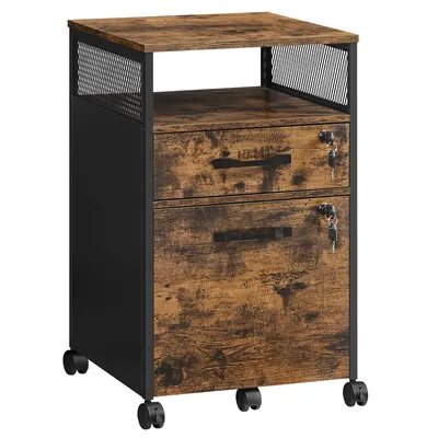 Fahrbarer Aktenschrank, 2 Schubladen, offenes Fach, 44x42x69 cm