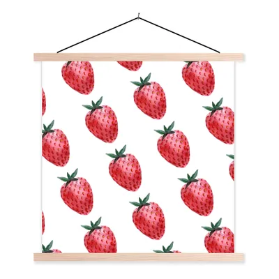 Obrázek produktu pro MuchoWow® Textilní plakát - Jahoda - Ovoce - Bílá - 90x90cm - S hnědými lamelami