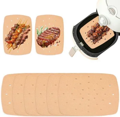 Zdjęcie produktu dla 150 sztuk papieru do pieczenia nadającego się do gotowania w frytkownicy Airfryer, papier do pieczenia do frytkownicy Airfryer, papier do pieczenia nadający się do gotowania w frytkownicy Airfryer, formy do pieczenia kompatybilne z systemem Dual Double Stack oraz inne formy do pieczenia z powłoką nieprzywierającą do frytkownicy Airfryer z dwoma strefami, wodoodporne, odporne na olej jednorazowe tacki do pieczenia