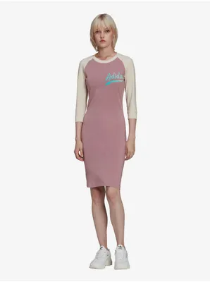 Produktbild von Cremefarbenes und rosafarbenes Etuikleid für Frauen von adidas Originals -  XS
