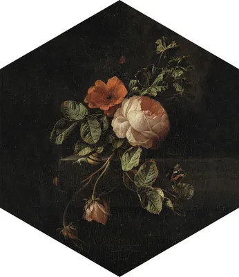 Produktbild von ESTAhome Wandtattoo Blumenstillleben Dunkelrot und Schwarz 140 x 161 cm