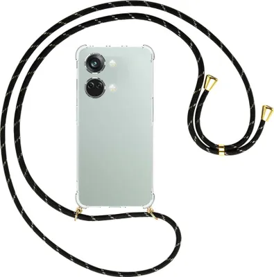 Produktbild von Handykette Backcover-Schutzhülle mit Band (Metall goldfarben) für OnePlus Nord 3 (CPH2491) - schwarz/gold