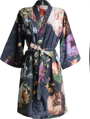Produktbild von Essenza Satin-Kimono Fleur Größe S, Farbe Nightblue