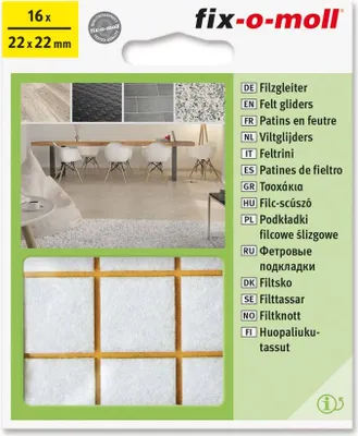 Produktbild von Filzgleiter 22mm x 22mm weiß fix-o-moll