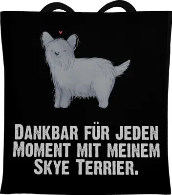 Produktbild von Mr. & Mrs. Panda umhängebeutel Skye Terrier Moment - Schwarz - Geschenk, Laptoptasche, Jutebeutel, Shopping Tasche, Schultasche, Einkaufstasche