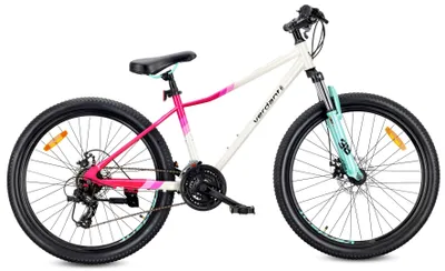 Obrázek produktu pro Horské kolo 26 palců MTB Shimano 21 rychlostí, odpružení, kotoučové brzdy, stojánek, Verdant Calix, černá-žlutá, bílá, růžová, mátová