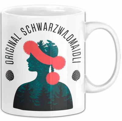 Zdjęcie produktu dla Kubek z sarkastycznym napisem – zabawny pomysł na prezent, oryginalny napis „Schwarzwaldmaidli” (biały)