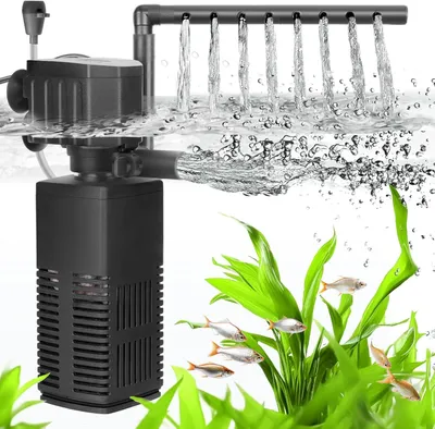 Zdjęcie produktu dla Filtr do akwarium 4 w 1, do akwarium, 12 W, 450 L/h, do 120 L, regulowany przepływ wody
