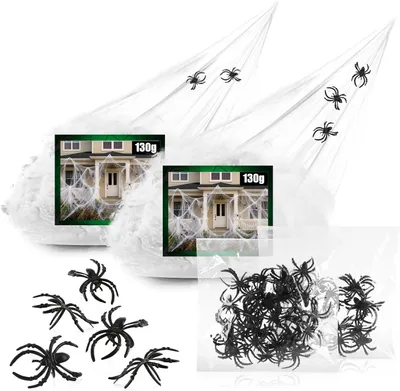 Obrázek produktu pro 260 g elastické pavučiny – 66 kusů – Sada dekorací na Halloween