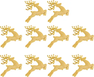 Produktbild von 10 Stück Rentier-Hängeornamente aus Kunststoff, glitzernde Elch-Weihnachtsbaumdekorationen, Weihnachtsgeschenke