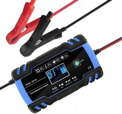 Produktbild von Extralink Automatisches Batterieladegerät LCD 12/24 V, 8 A, Blau, intelligentes Ladegerät