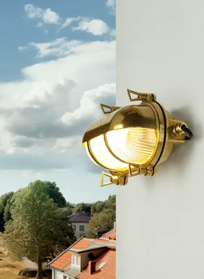Produktbild von Messing Wandleuchte oval IP64 Maritimer Stil außen wetterfest SKIATHOS Außenleuchte Haustür Terrasse