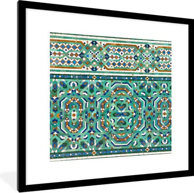 Produktbild von MuchoWow® Gerahmtes Poster Eine traditionelle marokkanische Mosaikdekoration 40x40 cm - Poster mit Schwarzem Bilderrahmen Wandposter Rahmen Foto Bilder - Poster - Plakat im Rahmen