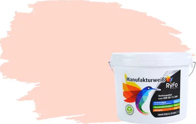 Produktbild von RyFo Colors Bunte Wandfarbe Manufakturweiß Einhornrosa 3l - weitere Grau Farbtöne und Größen erhältlich, Deckkraft Klasse 1, Nassabrieb Klasse 1