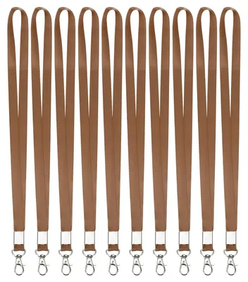 10 Schlüsselbänder Polyester 43 cm braun mit Karabiner