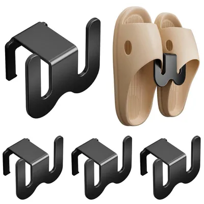 Produktbild von Schuhhalter Wand 4 Stück Pantoffelregale Selbstklebend Schwarz Aluminium