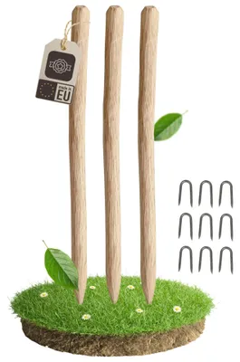 Produktbild von be4nature Haselnuss 3 x Zaunpfosten 90 cm Naturholz Pfahl angespitzt für Staketenzaun Gartenzaun