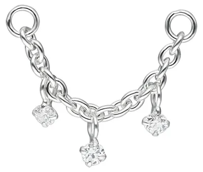 Produktbild von Wildcat Piercingkette - Crystal Pendants Piercing Connection Chain aus Silber, Körperstelle: Ohr, Nase, Länge: 20,0mm, Silber-Kristallklar