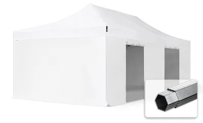 Produktbild von TOOLPORT 4x8m Aluminium Faltpavillon, inkl. 4 Seitenteile, weiß