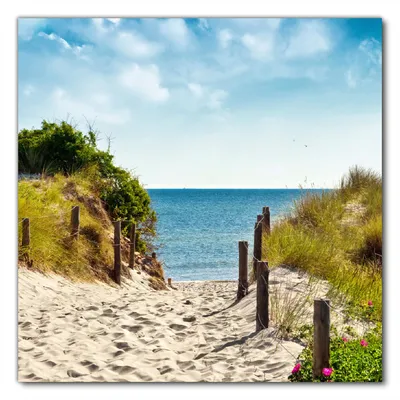 Produktbild von Wallario selbstklebende Möbelfolie/ Tischdecke für Innen und Außen, Größe: 90 x 90 cm - Auf dem Sandweg zum Strand