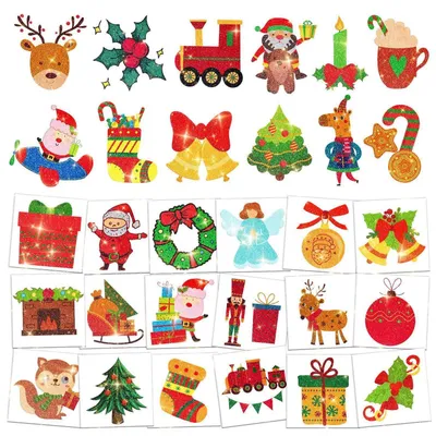 Produktbild von Glitzertattoos Kinder, 204 Stück Weihnachts-Tattoos, Adventskalender Füllung, Hautfreundlich, Wasserfest