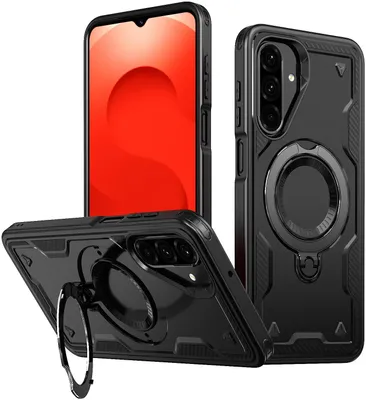 Immagine prodotto di Custodia MagSafe per Samsung Galaxy S25 FE - Cover posteriore Phonesta MagLock Armor con anello - Nero