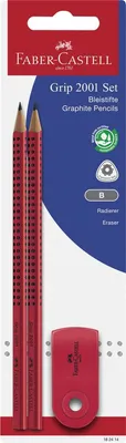 Produktbild von Grip 2001 Faber-Castell Graphitstifte-Set, 2 Stück, mit Radiergummi