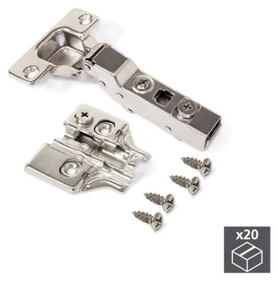 Immagine prodotto di Cerniera a Scodellino 35 mm Mezzo Collo 100° con Basetta 20 Pezzi Emuca