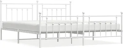 Produktbild von vidaXL Bettgestell mit Kopf- und Fußteil Metall Weiß 193x203 cm