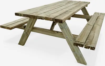 Produktbild von sweeek - Picknicktisch 180 cm Holz, 6 Personen - PANCHINA - Holzfarben