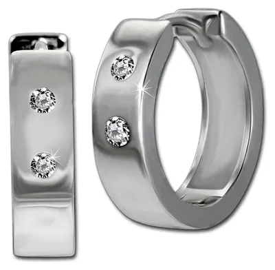 Immagine prodotto di Orecchini a cerchio da donna SilberDream, color argento, con due zirconi, in argento 925, modello D3SDO4360W