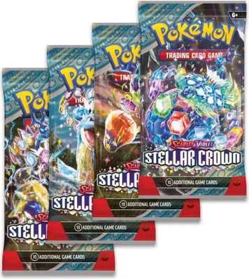 A stack of Pokémon TCG booster packs.