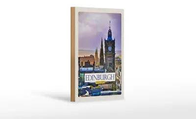Produktbild von Holzschild Reise 12x18 cm Edinburgh Scotland Uhrturm Dekoration