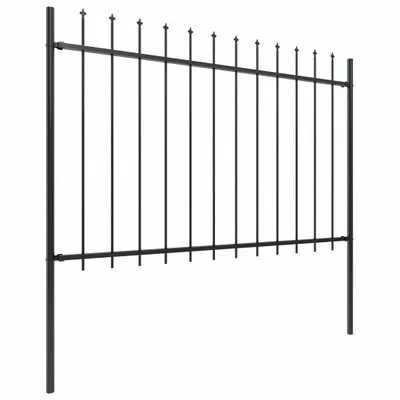 Image de vidaXL Clôture de jardin avec pointes de lance acier 15,3 x 1,2 m noir