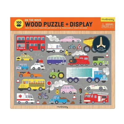 Image de Dřevěné puzzle Dopravní prostředky + displej 100 dílků