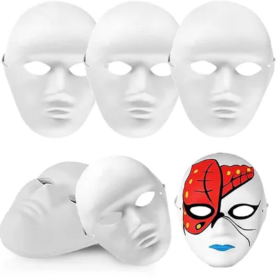 Productafbeelding van Omgoods - Set van 10 Witte DIY Papieren Maskers voor Feestjes en Carnaval