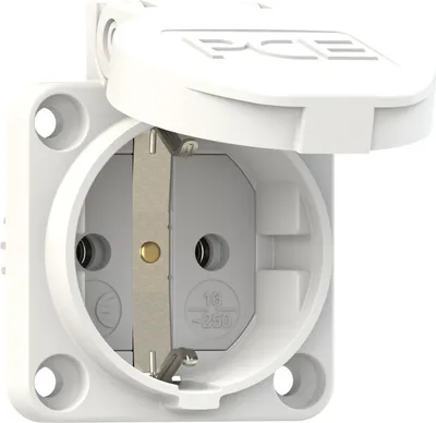 Produktbild von CEE Schutzkontakt Anbausteckdose weiss 16A 250V IP54 PCE 105-0w