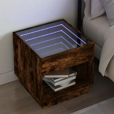 Produktbild von vidaXL Nachttisch mit Infinity-LED Räuchereiche 50x50x50 cm
