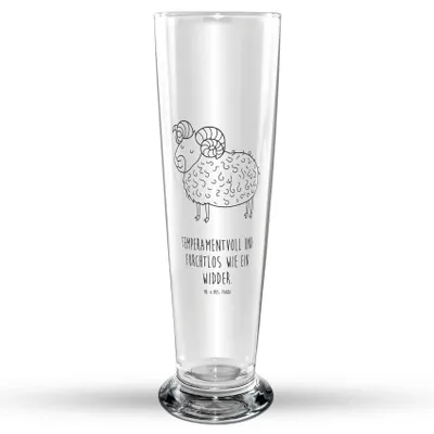 Produktbild von Mr. & Mrs. Panda Bierglas Sternzeichen Widder - Transparent - Geschenk, Bierbecher, Schafbock, Bock, Bier Glas, Geburtstag März, April, Glasbierglas, Trinkglas