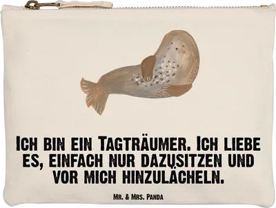 Produktbild von Mr. & Mrs. Panda Kosmetiktasche Robbe Lachen Grösse XL Große - Weiß - Geschenk, Etui, Nordsee, Federmappe, Lustige Sprüche, Robben, Strand, Seehund, Ostsee, Mäppchen