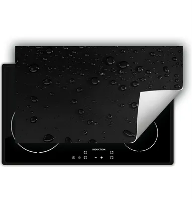 Image de DarHaus Plaque de recouvrement pour cuisinière 90x52 cm Tapis antidérapant Enroulable, noir - Gouttes