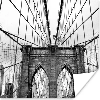 Produktbild von MuchoWow® Poster Brücke - Architektur - Schwarz - Weiß - USA 75x75 cm - Wand Dekoration