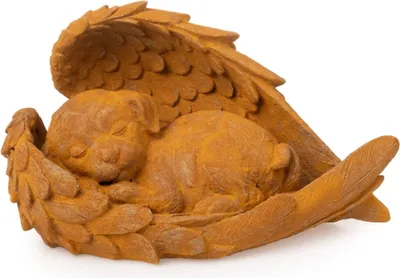 Produktbild von Novaliv Grabschmuck Hund Engelsfügeln rostfarben 22x13x13 cm Grabdekoration wetterfest Grabfigueren Kreuz für Friedhof Grabdeko Kreuz für Grab Gedenkstein Grabstein Deko Grabschmuck Allerheiligen