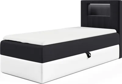 Produktbild von MEBLINI Kinderbett mit Bettkasten - Gepolstert Einzelbett mit Matratze - Polsterbett mit Stauraum - Bett mit Kopfteil - Stauraumbett - GARETH 1 - 100x200 Rechts - H3/Schwarz Samt