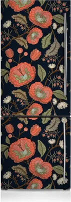 Produktbild von Kühlschrankmagne Kühlschrank Aufkleber Magnetfolie Dekoration 70x190 cm - Retro-Blumen