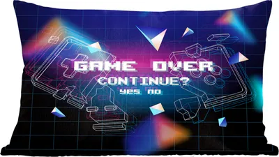 Produktbild von MuchoWow® Zierkissen Sofakissen Wohnzimmer Dekokissen 50x30 cm Spiele - Arcade - Game Over - Schwarz - Blau - Spiele - Wohnzimmerdekoration - Polster mit Photo